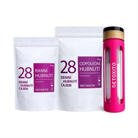 Hubnoucí čaje (28 denní balíček) + Čajová láhev